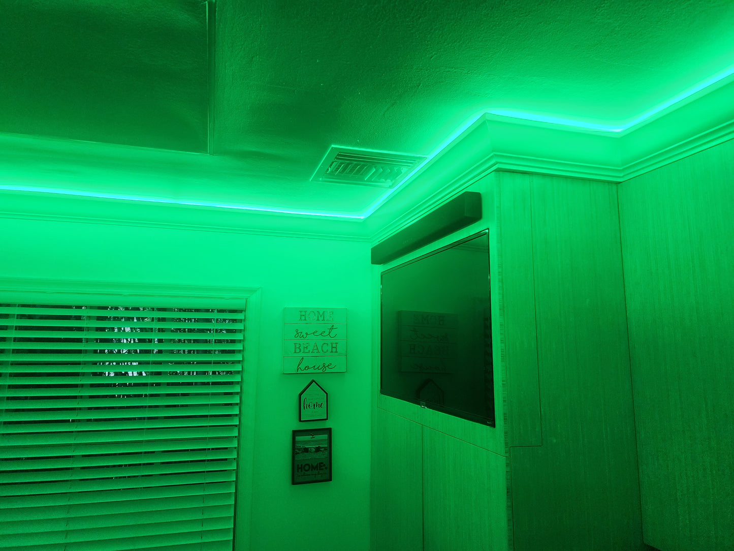 5 1/4" Single Cove Crown Molding with color changing lights