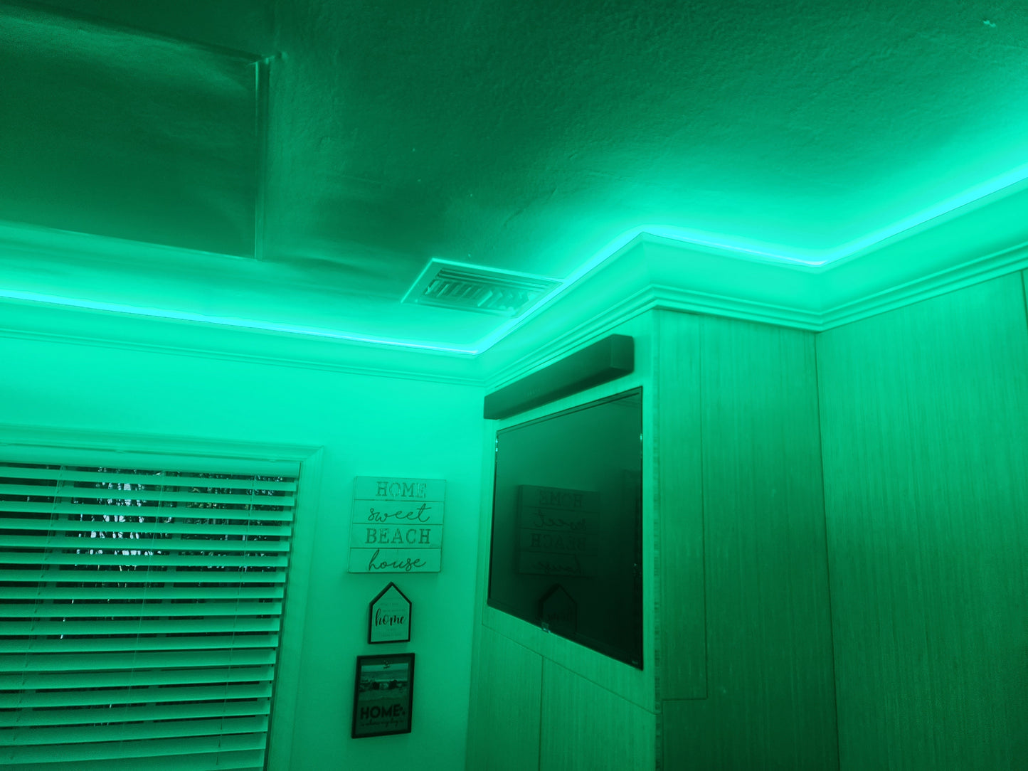 5 1/4" Single Cove Crown Molding with color changing lights