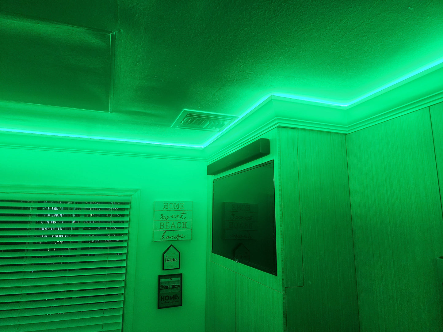 3 5/8" Single Cove Crown Molding with color changing lights