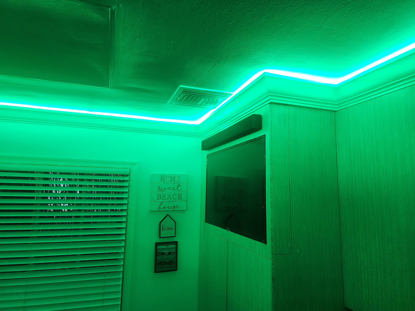 3 5/8" Single Cove Crown Molding with color changing lights