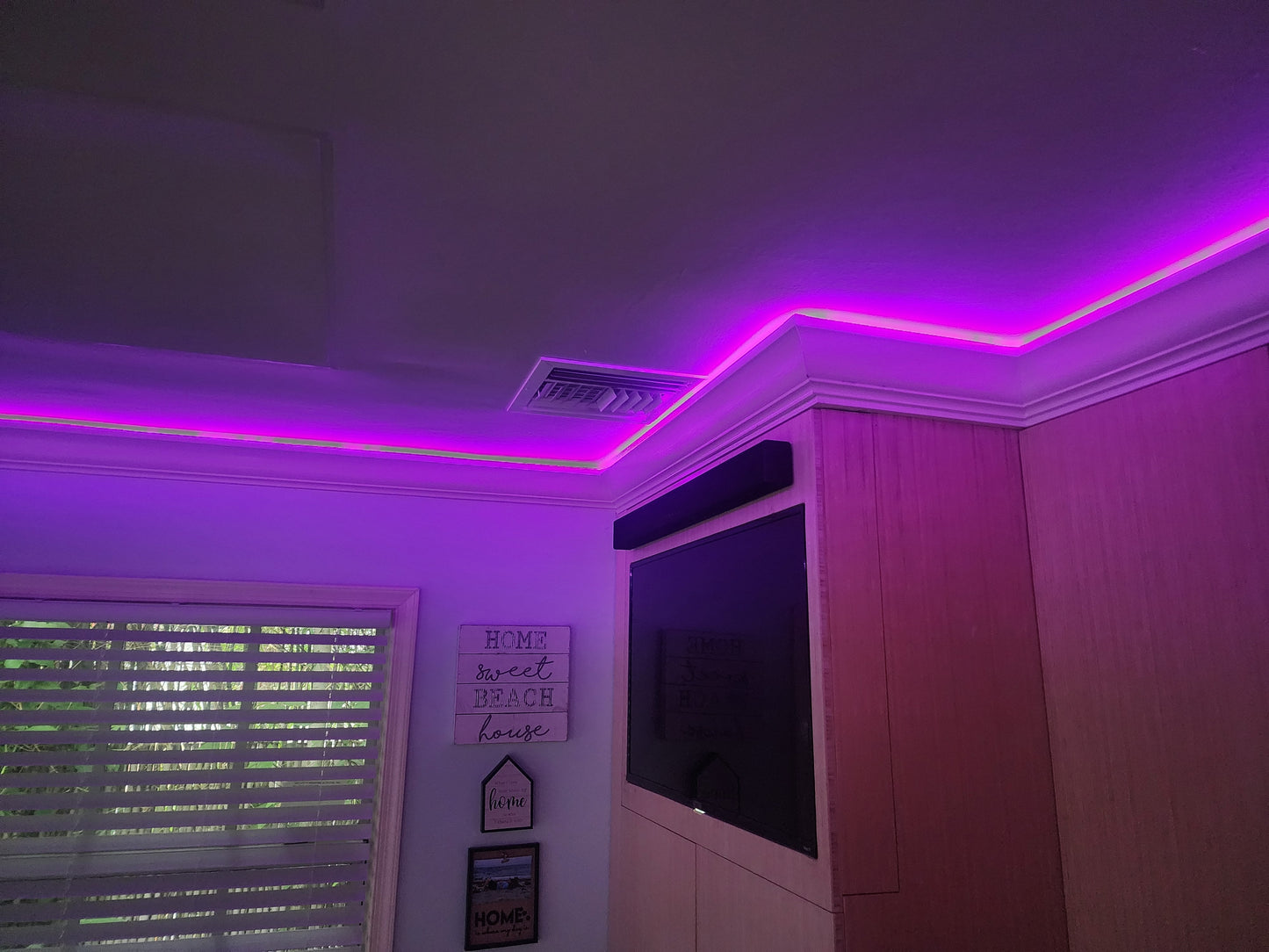 3 5/8" Single Cove Crown Molding with color changing lights