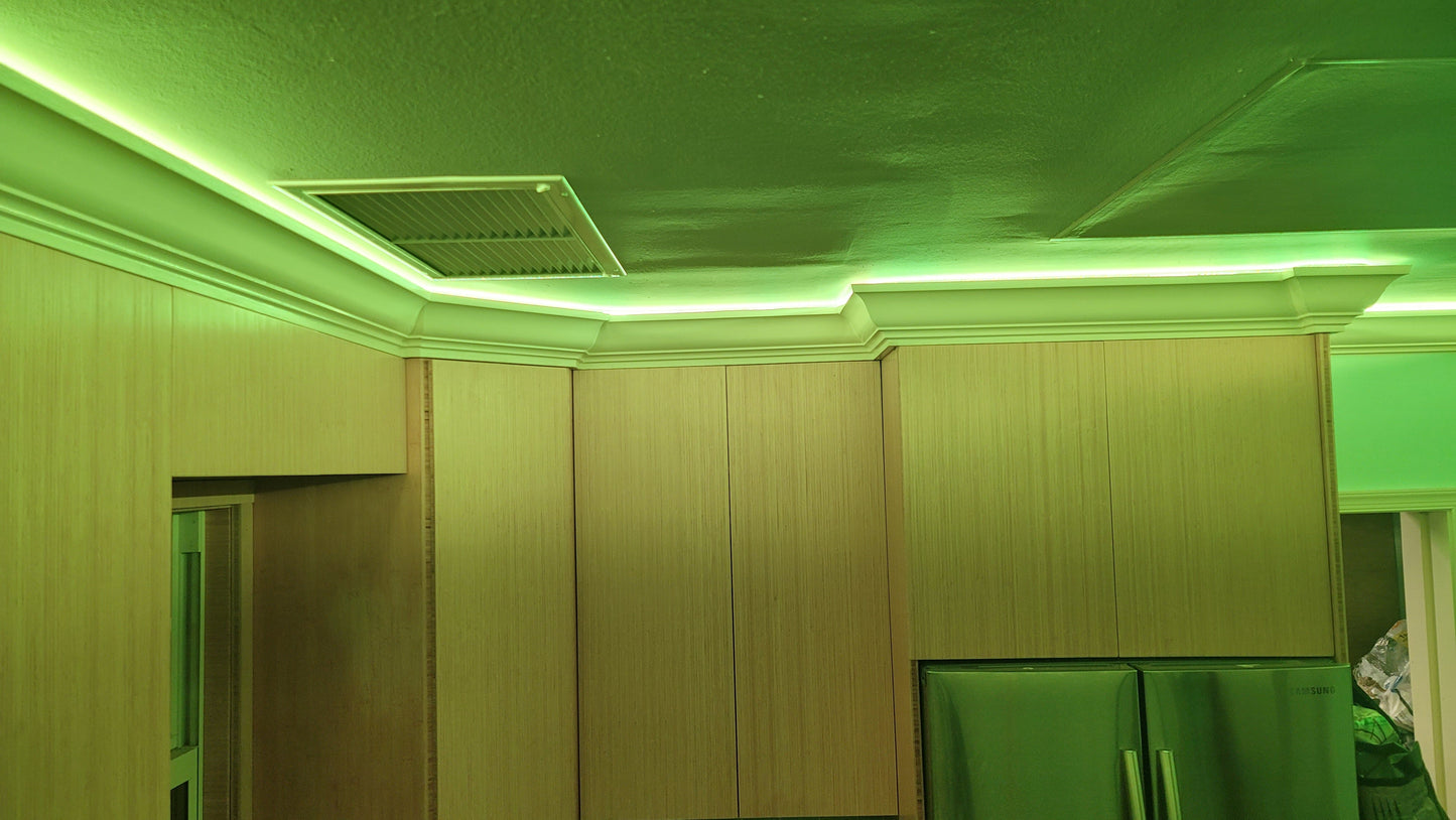 3 5/8" Single Cove Crown Molding with color changing lights