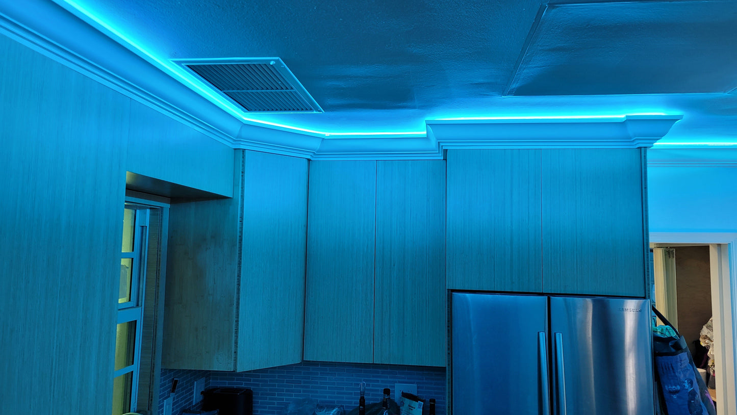 3 5/8" Single Cove Crown Molding with color changing lights